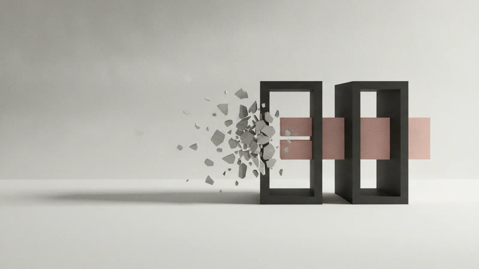 Two open frames with slabs threaded through them at one level.